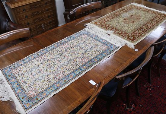 Two small Persian silk rugs 100cm x 66cm and 100cm x 53cm